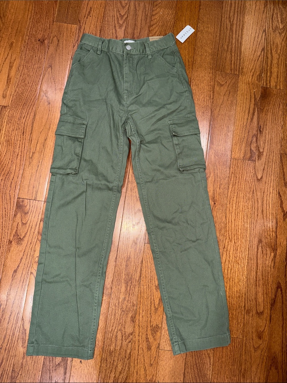 PacSun Olive Green stretch Dad Jean high rise relaxed button fly